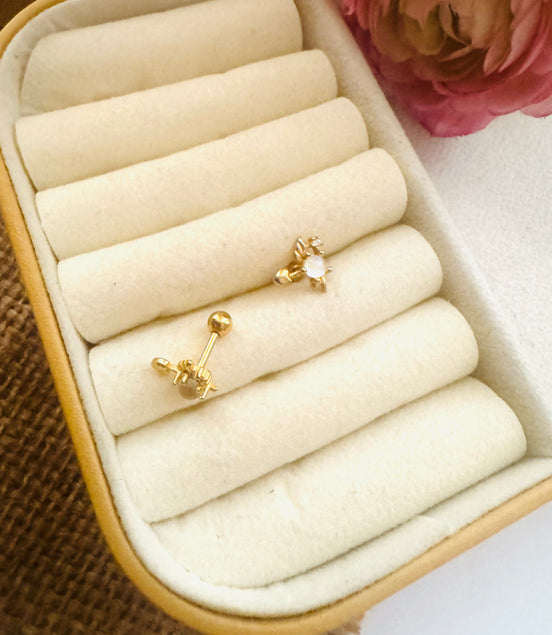 Trendy flat back earring