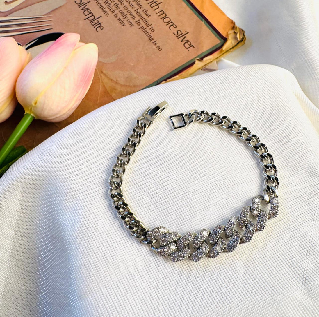 Silver zircon bracelet