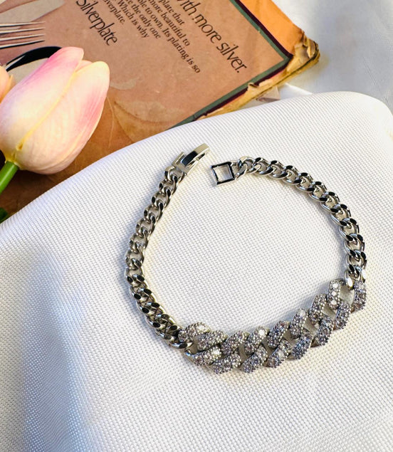 Silver zircon bracelet
