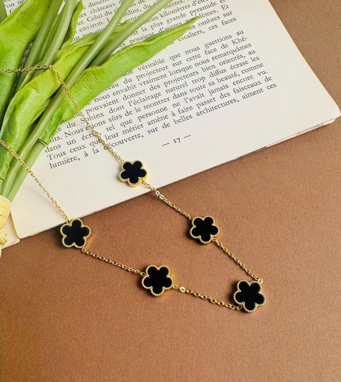 Black flower necklace
