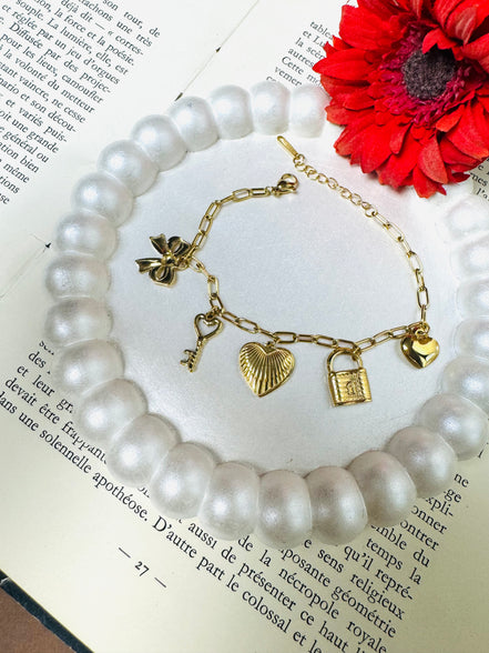 Heart & key bracelet
