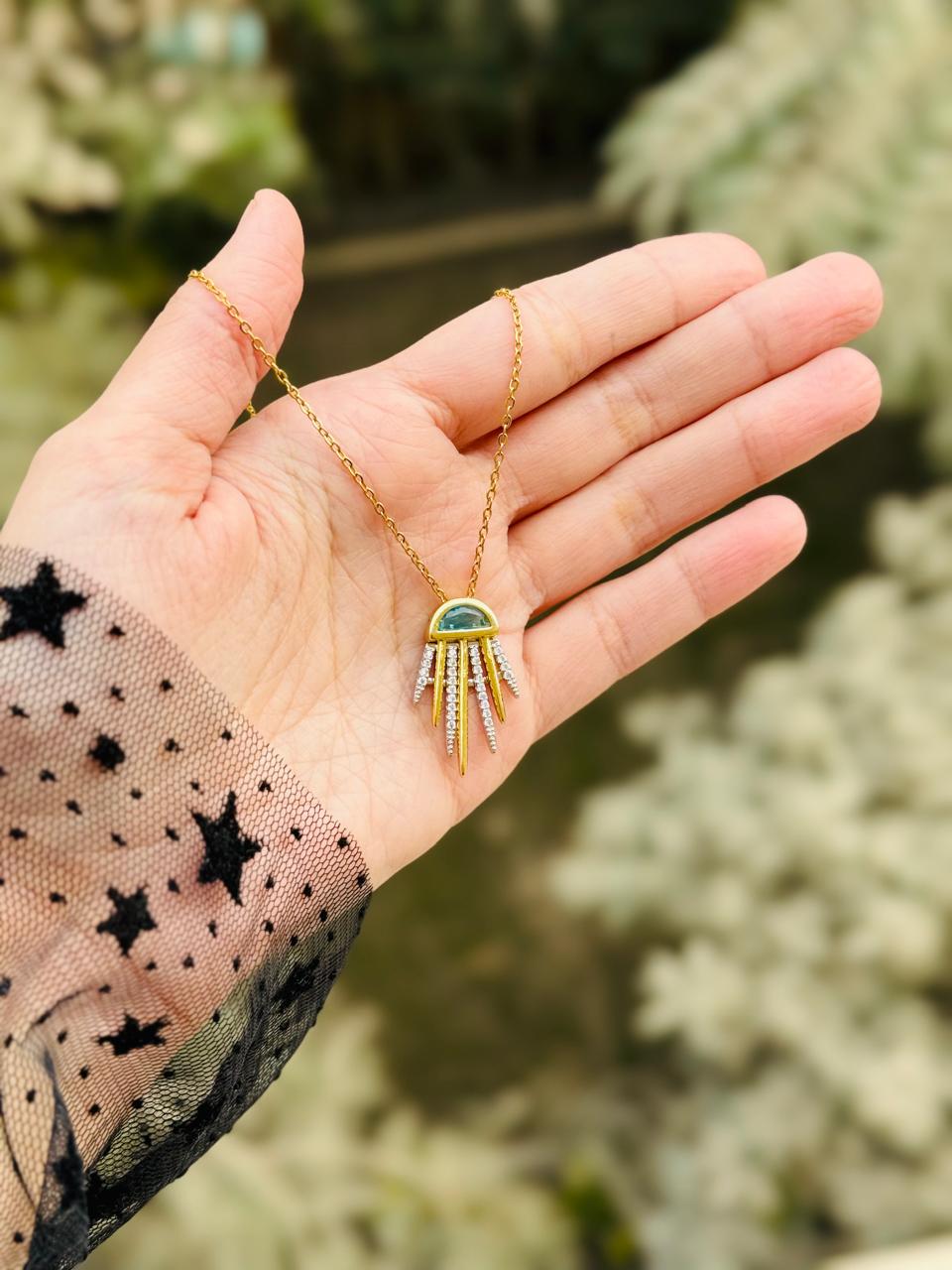 Green zircon necklace