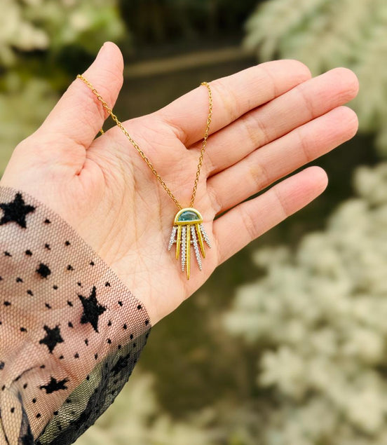 Green zircon necklace