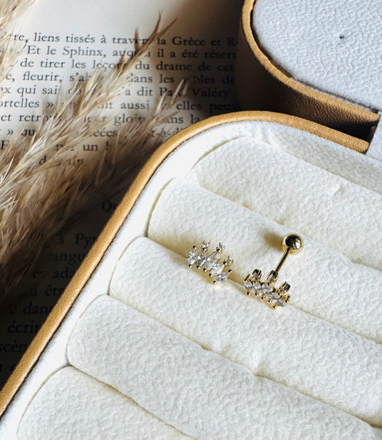 Crown ball back earring