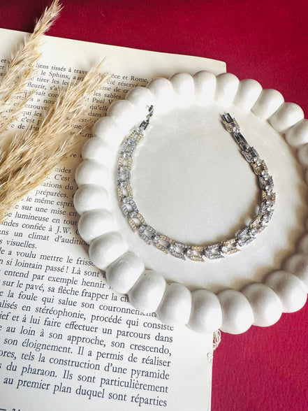 Mix gold & silver zircon bracelet