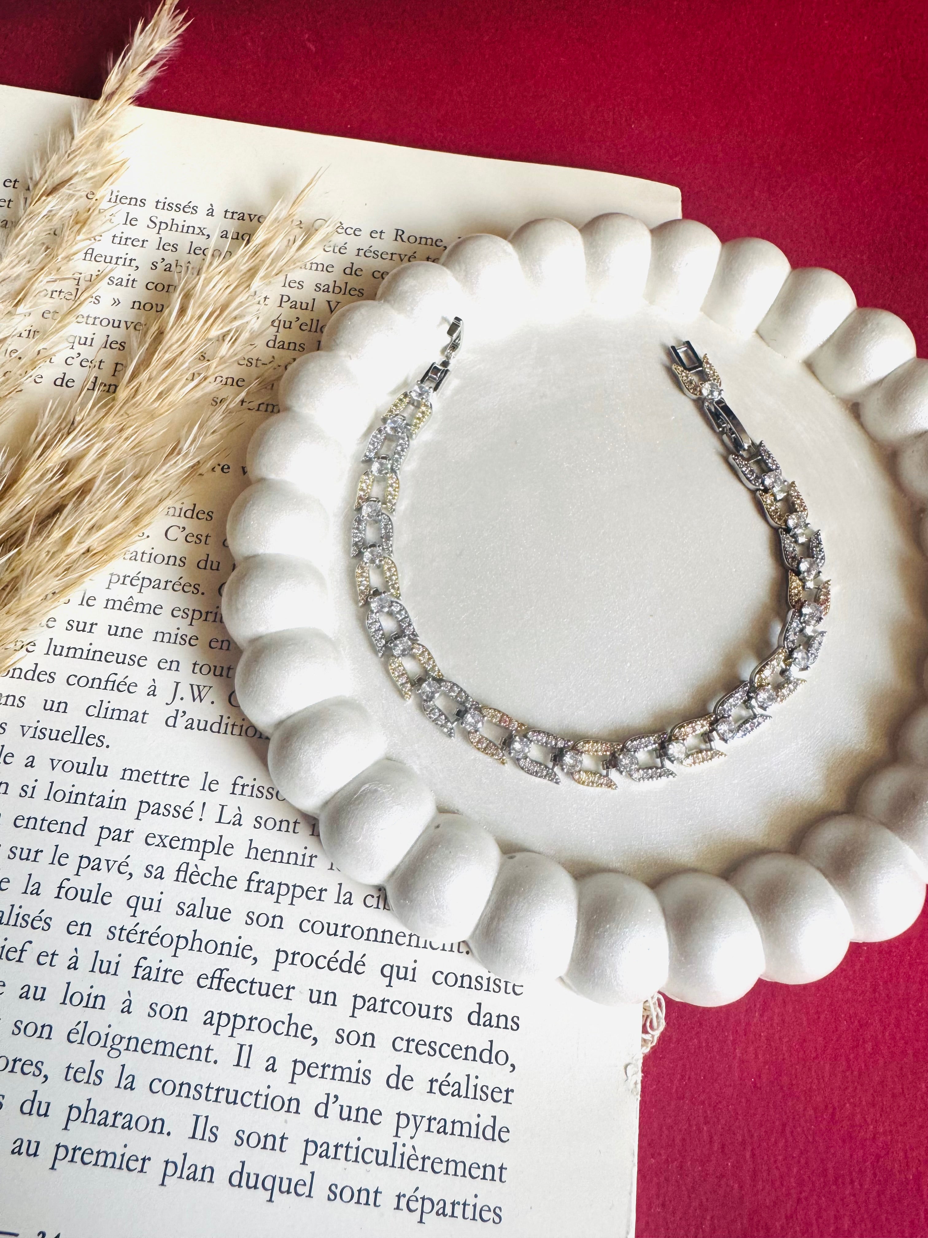 Mix gold & silver zircon bracelet