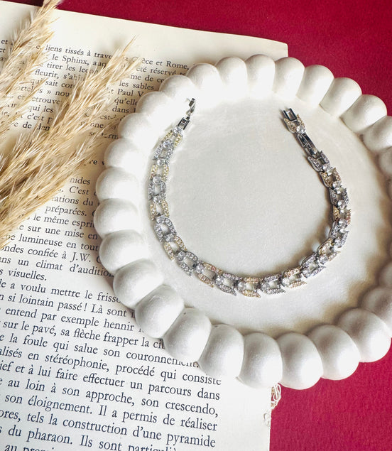 Mix gold & silver zircon bracelet