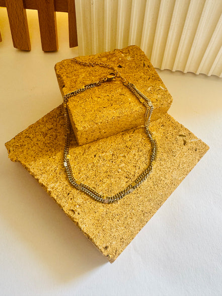 Double silver & gold anklet
