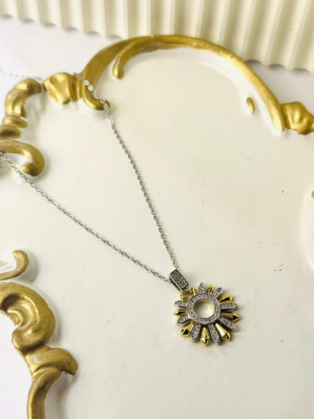 gold & silver sunflower necklace