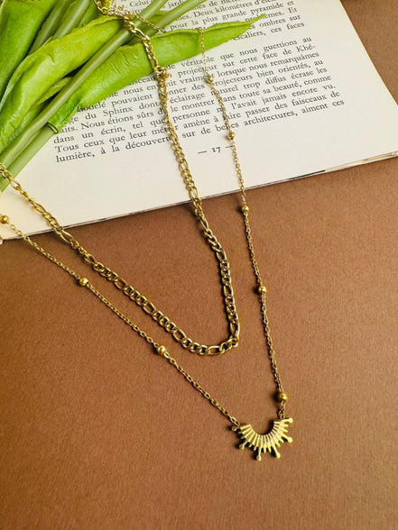 Double layer sun necklace