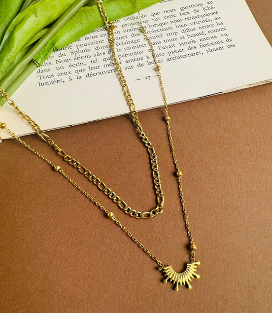 Double layer sun necklace