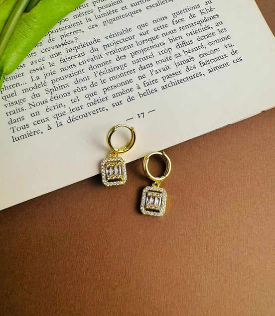 Square zircon earring