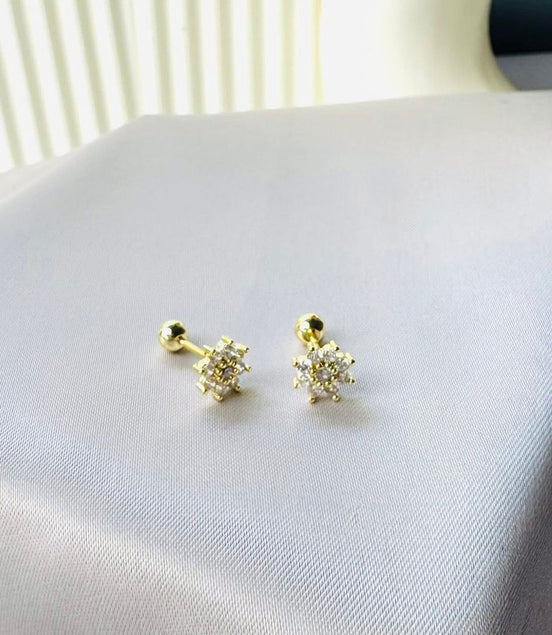 Flower ball back earring