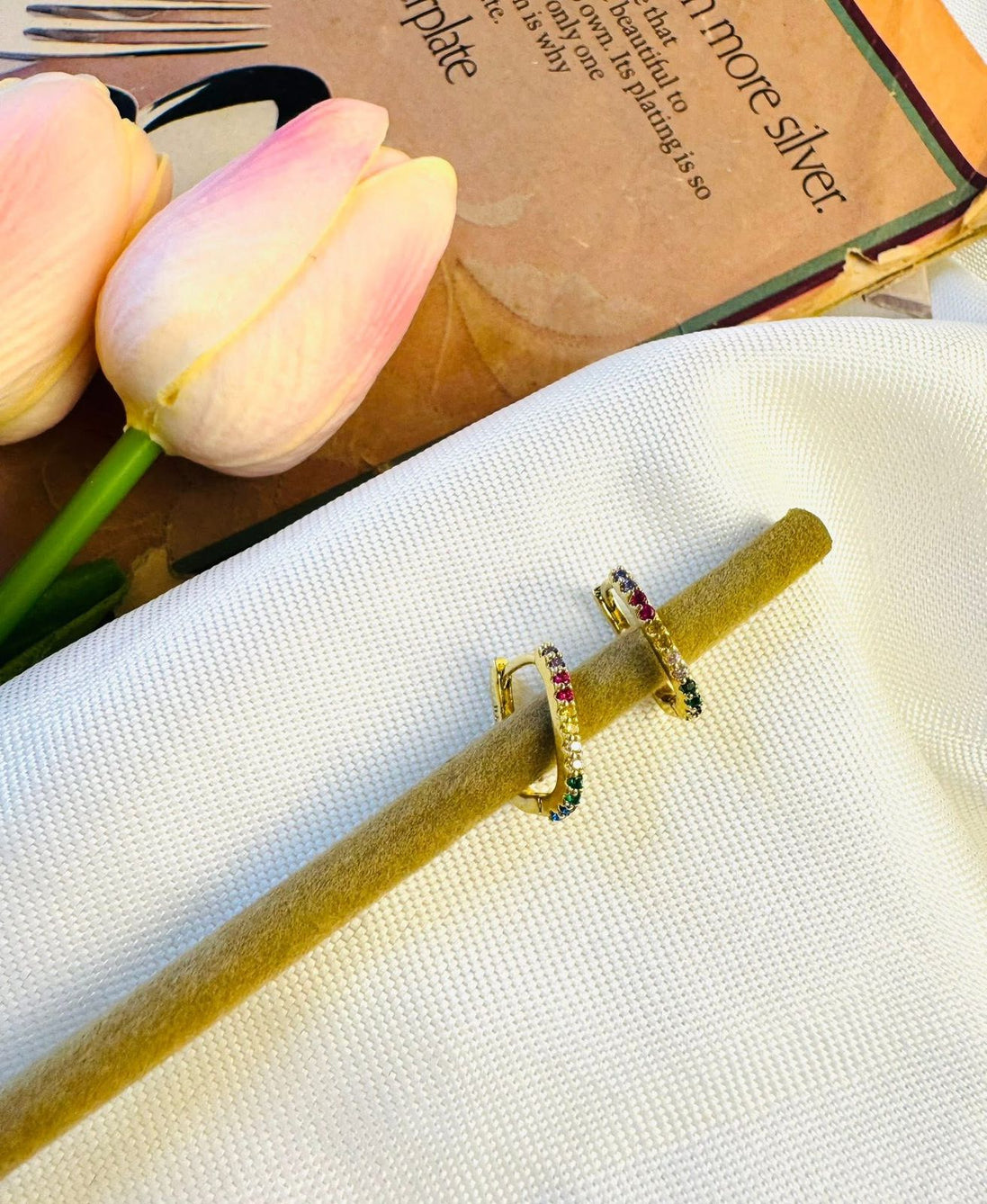 Colorful square earring