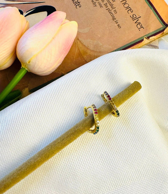 Colorful square earring