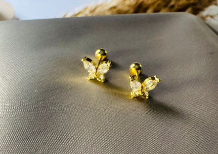 Small butterfly  ball back earring