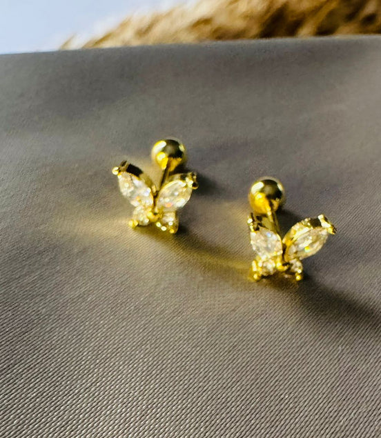 Small butterfly  ball back earring