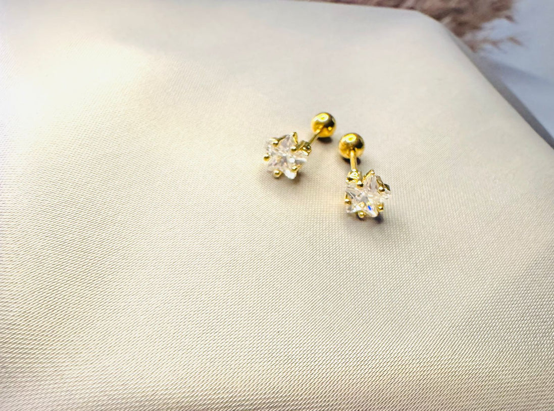 Small star ball back earring