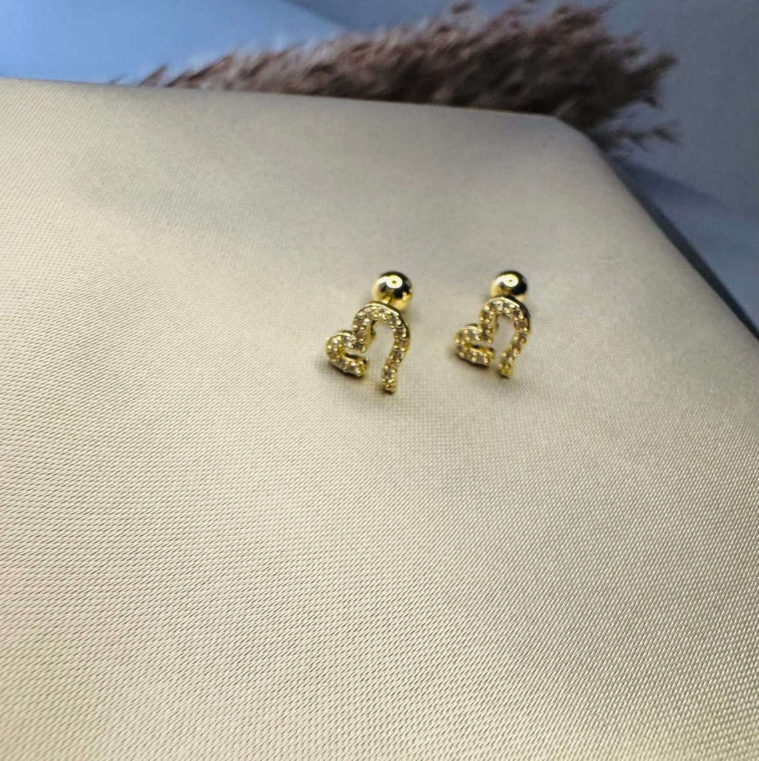 Small heart ball back earring