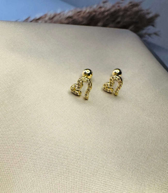 Small heart ball back earring