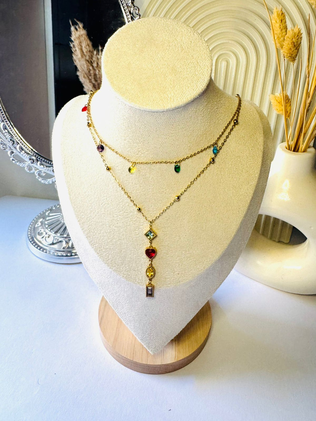 Double layer colorful  necklace