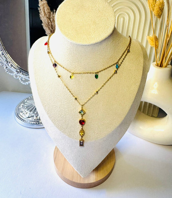 Double layer colorful  necklace