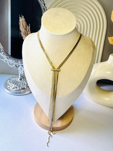 Long silver & gold necklace