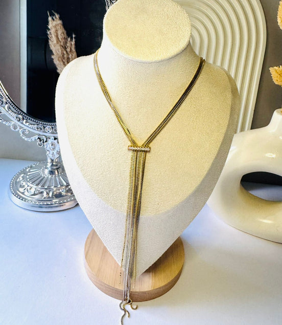 Long silver & gold necklace