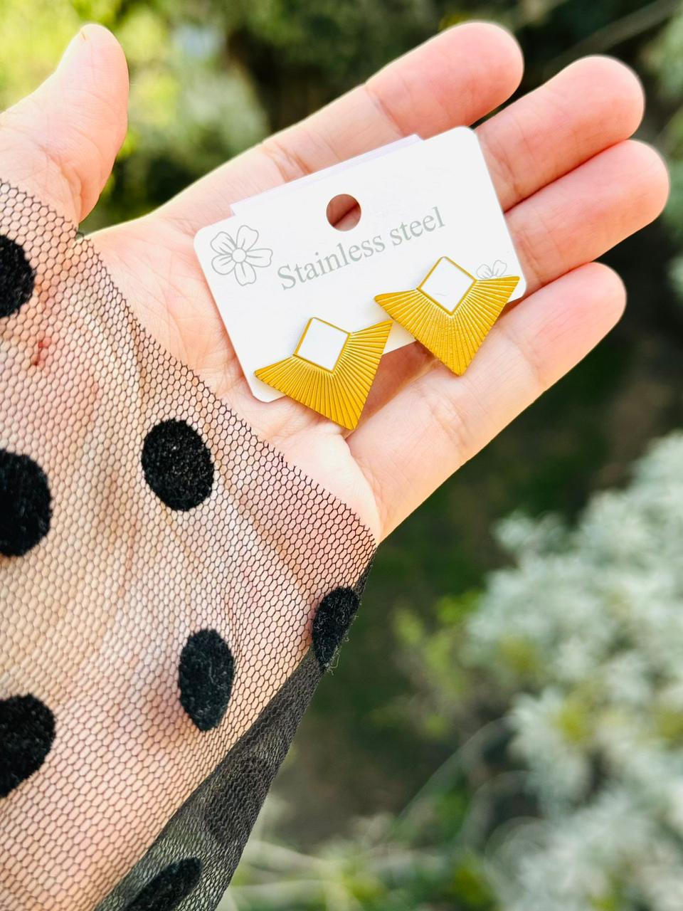 Triangle white earring