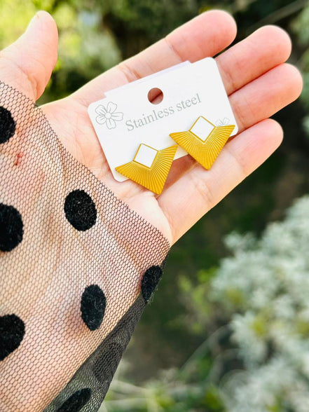 Triangle white earring