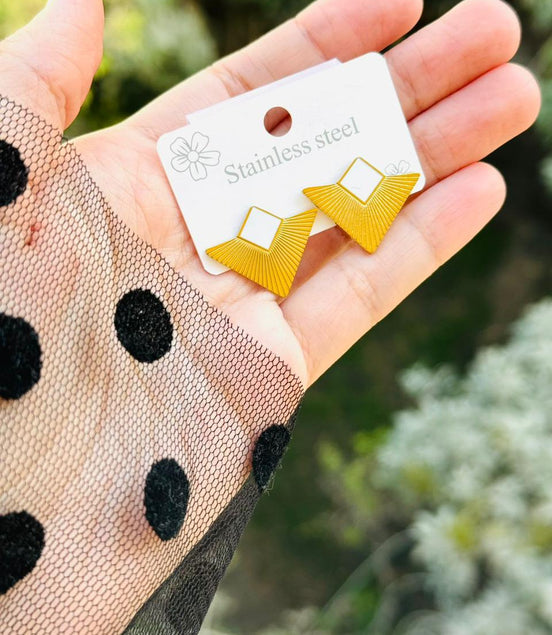 Triangle white earring